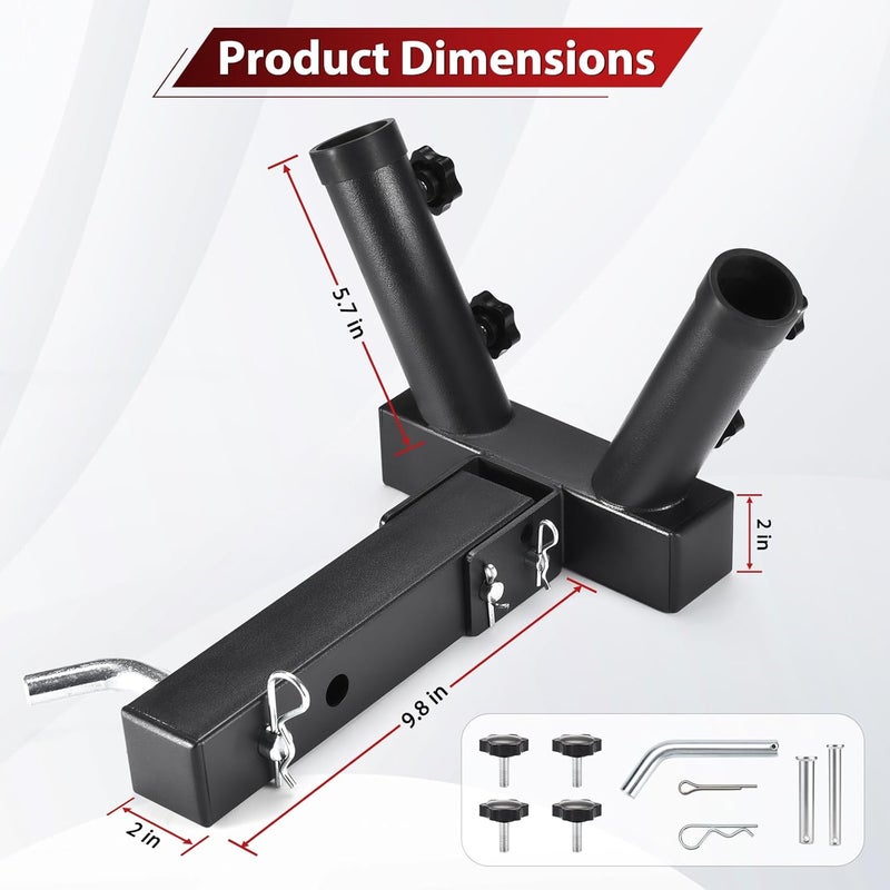 GADFISH Trailer Hitch Flagpole Mount, 2 Mounting Options US Flag Hitch Mount, Universal Flag Hitch Mount for All 2" Receiver, Trailer Hitch Flag Pole Holder for Driving, Black (for 2 Flagpoles) - Image 5